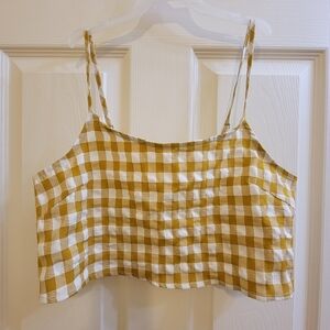 Cloud Ten Gold Gingham Crop Top Size Small
